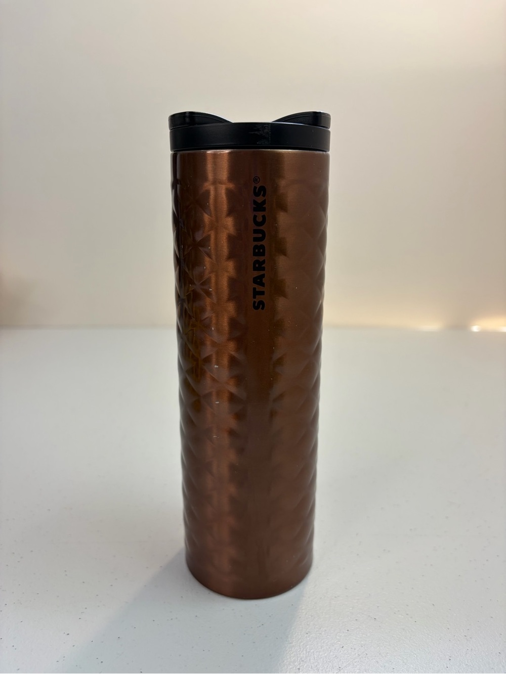 Starbucks 2015 Quilted Diamond Copper 16 Oz Tumbler Venti Stainless Coffee Cup